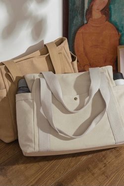 02 Huffmanx Canvas Cotton Shoulder Tote Bag Corduroy Tote Bag Women Vintage Shopping Bags Handbags Set Tote Bag Set Best Gift For Her