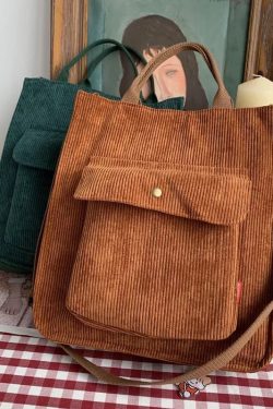 12 Huffmanx Corduroy Shoulder Bag Women Vintage Shopping Bags Handbags Casual Tote Corduroy Shoulder Bag Corduroy School Bag Corduroy Bag