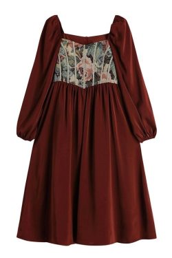1940s Medieval Cottagecore Dress For Woman Dark Academia Clothing Cute Gunne Sax Dress For Ladies Romantic French Vintage Renaissance Dress