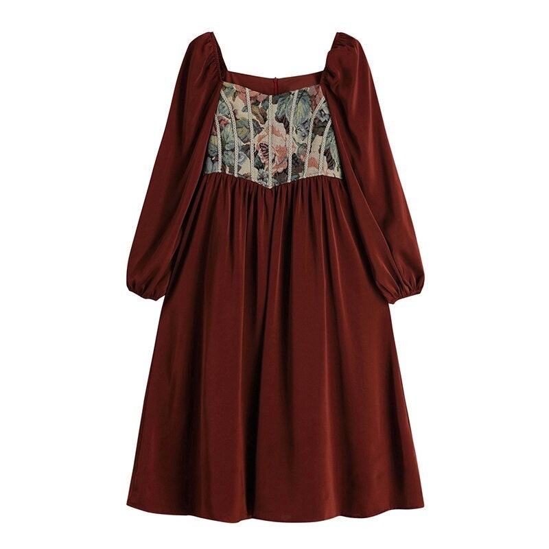 1940s Medieval Cottagecore Dress For Woman Dark Academia Clothing Cute Gunne Sax Dress For Ladies Romantic French Vintage Renaissance Dress