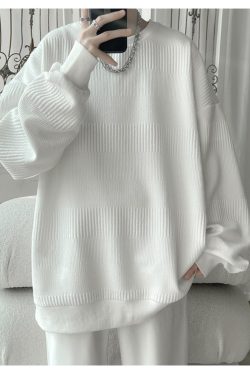 2023 Hoodies Jacquard Sweatshirt Mens White Pullover Streetwear Casual Fashion Clothes Mens Oversized Korean Harajuku T Shirt