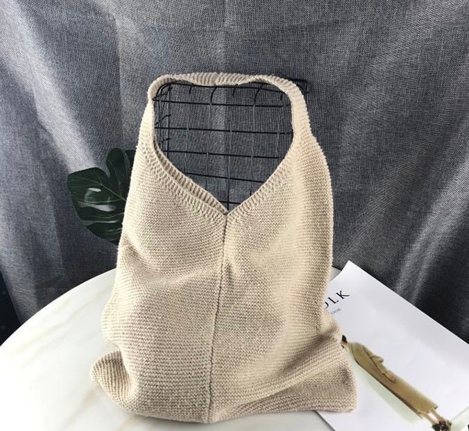 67 Huffmanx Knitted Tote Bag Crochet Bag Minimalist Small Crochet Bag Hand Knitted Bag Corduroy Tote Bag Anette Knit Tote Bag Handmade Bag