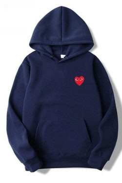 Hot Sale Men's And Women's Pure Cotton Heart Shaped Print Pocket Wool Thick Lover Autumn And Winter Casual Hoodie