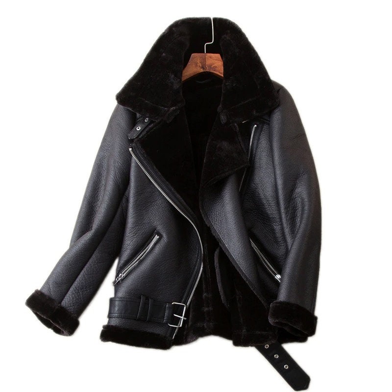 Winter Coats Women Thick Faux Leather Fur Sheepskin Coat Female Fur Leather Jacket Aviator Jacket Casaco Feminino