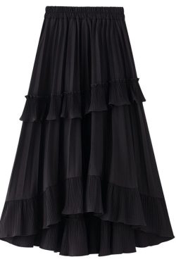 A Line Pleated Skirt Short Front And Long Ruffle Skirt Irregular Skirt Cake Skirt