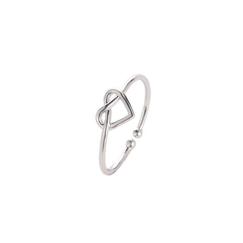 Adjustable Infinity Heart Ring Her Gold Silver Ring Her Womens Rings Jewelry Accessories Alloy Finger Elegant Opening Rings Gifts