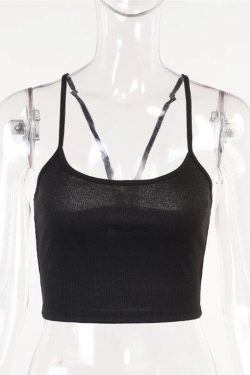Aesthetic Basic Sleeveless 2000s Backless Crop Top Y2k Clothing Trendy Clothes