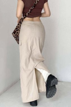 Aesthetic Grunge Retro Long Cargo Skirt Streetwear 2000s Clothing Trendy Clothes Y2k Clothing