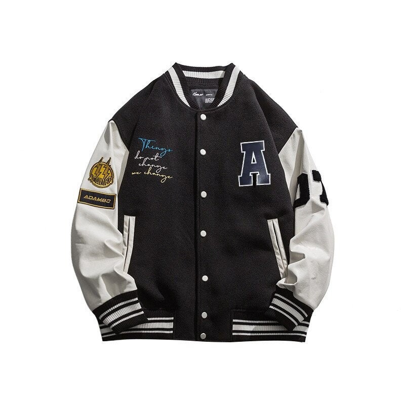 American Streetwear Retro Varsity Jacket Men Embroid Letterman Bomber Jacket Brown Baseball Jacket College Coats Harajuku Unisex