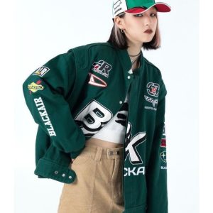American Varsity Racing Jacket For Women Bomber Race Jacket Jacket Racer For Women Hip Hop Jacket For Women