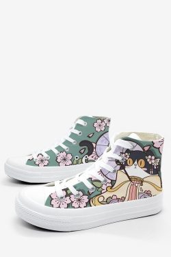 Anime Hand Painted Ladies Canvas Shoes Girls Ankle Hi Tops Sneakers Women Student Retro Plimsolls Pumps Trainers 34 46 Unisex Cute Cat Shoes