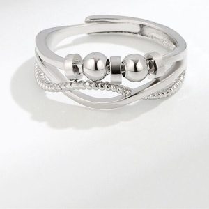 Anti Anxiety Bead Ring Adjustable Fidget Ring Fidget Anxiety Ring Worry Ring Spinner Ring Anti Stress Ring Anti Stress Ring Gift For Her