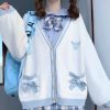 Autumn Winter Women Sweater Loose Japanese Style Knitted Cardigans Embroidery Oversize Harajuku Cute Sweater