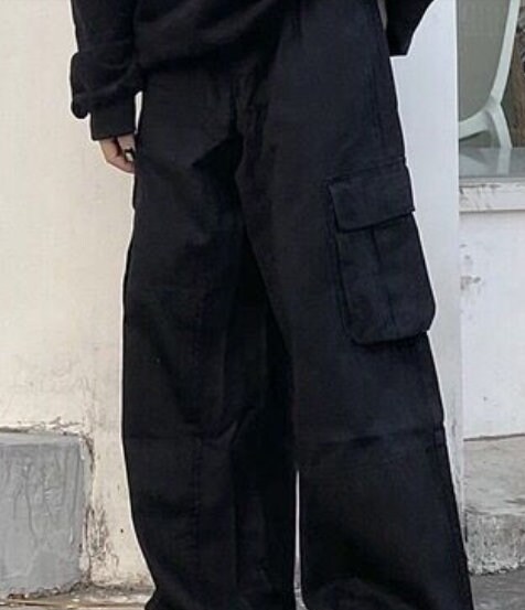 Baggy Black Cargo Pants For Men Khaki Cargo Trousers Male Vintage Loose Casual Autumn Japanese Streetwear Hip Hop