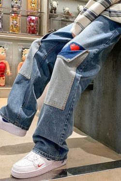 Baggy Multi Pocket Colourful Jeans