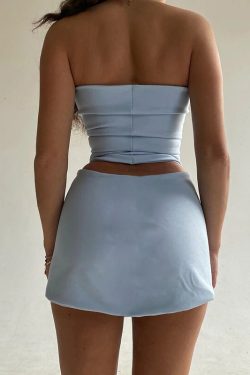 Bianca Retro Bandeau And Mini Skirt Y2k Set