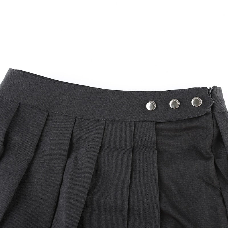 Black Aesthetic High Waist Pleated Mini Skirt Trendy Clothes Rave Outfit Y2k Clothing
