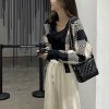 Black And White Trendy Check Pattern Print Button Up Cardigan Sweater Retro Vintage Trends Cute Aesthetic Fashion Y2k 2000s 90s Style