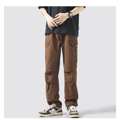 Black Brown Vintage Unisex Pants Multi Pocket Pants Casual Vintage Loose Cargo Pants Y2k Trousers Street Wear Pants