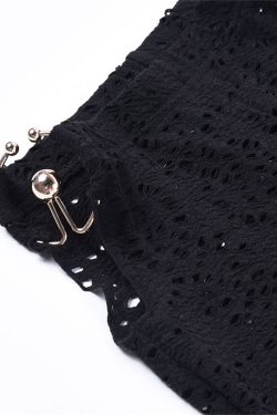 Black High Waist Mesh Flare Gothic Pants Dark Gothic Lace Slacks Sheer Lace And Mesh Shorts Dark Academia Clothing Harajuku Y2k Clothing