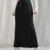 Black High Waisted Drawstring Maxi Skirt