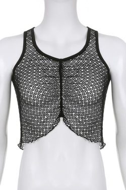 Black Sleeveless Cropped Grunge Fishnet Crop Top Trendy Clothes Y2k Fashion