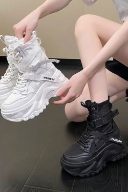 Black White Chunky Platform Boots Ankle Boots Motorcycle Boots Techwear Shoes