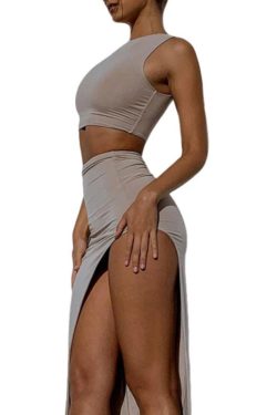 Boozrey Sexy One Shoulder Midi Dresses For Women Backless Split Club Party Hollow Cut Out Summer Sleeves Birthday Dress