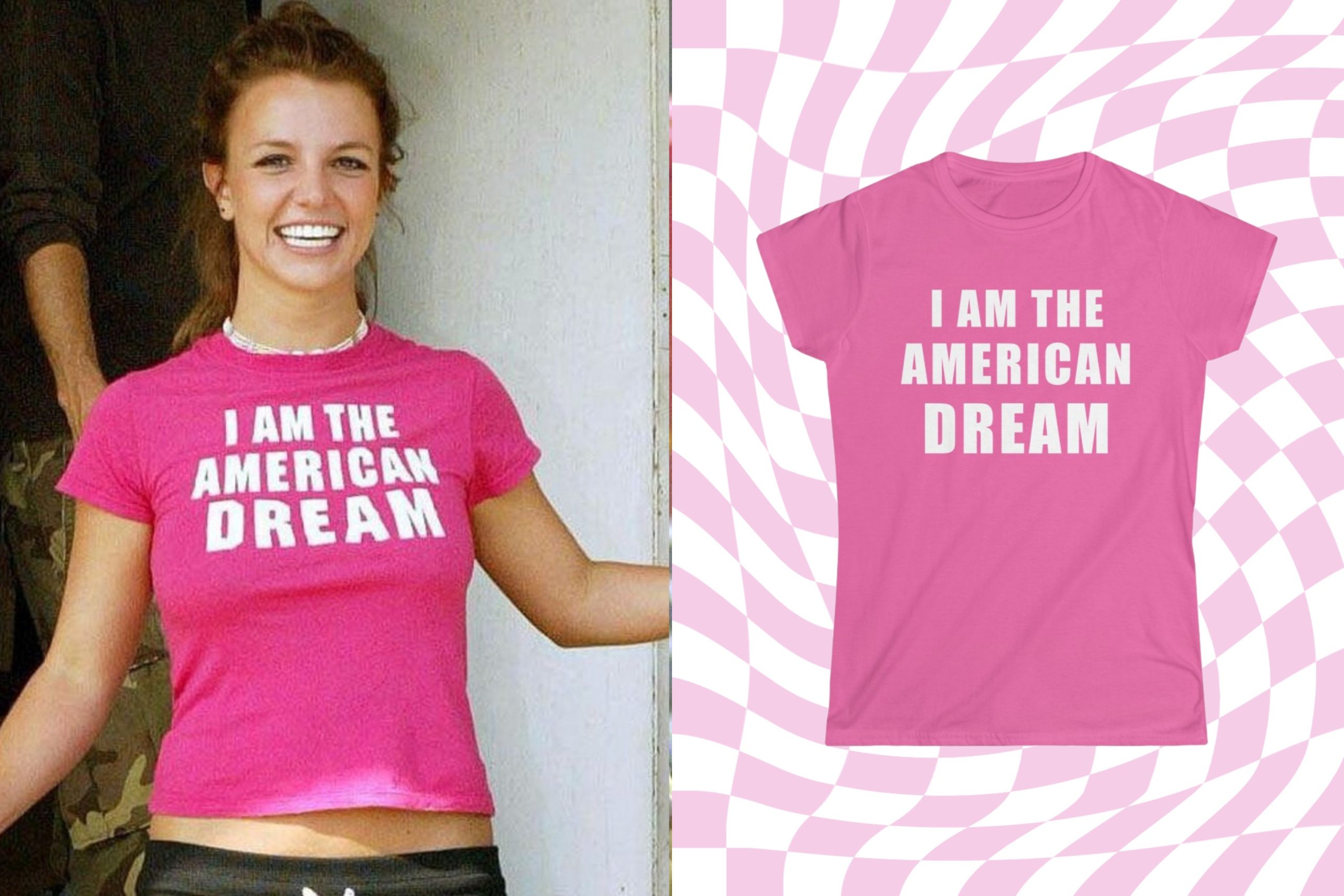 Britney Spears I Am The American Dream Y2k Slogan Tee