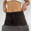 Brown Knit Fluffy Aesthetic Patchwork Grunge Mini Skirt Y2k Clothing