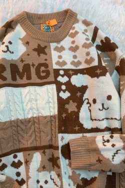 Bunny Knitted Sweater Pullover Jumper Retro Vintage Y2k Japanese Korean Harajuku Kawaii Aesthetic