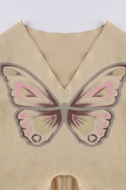 Butterfly Print Cute Flare Sleeve Crop Top T Shirt Women Ruffles Fashion Autumn Basic T Shirt Ladies Streetwear 