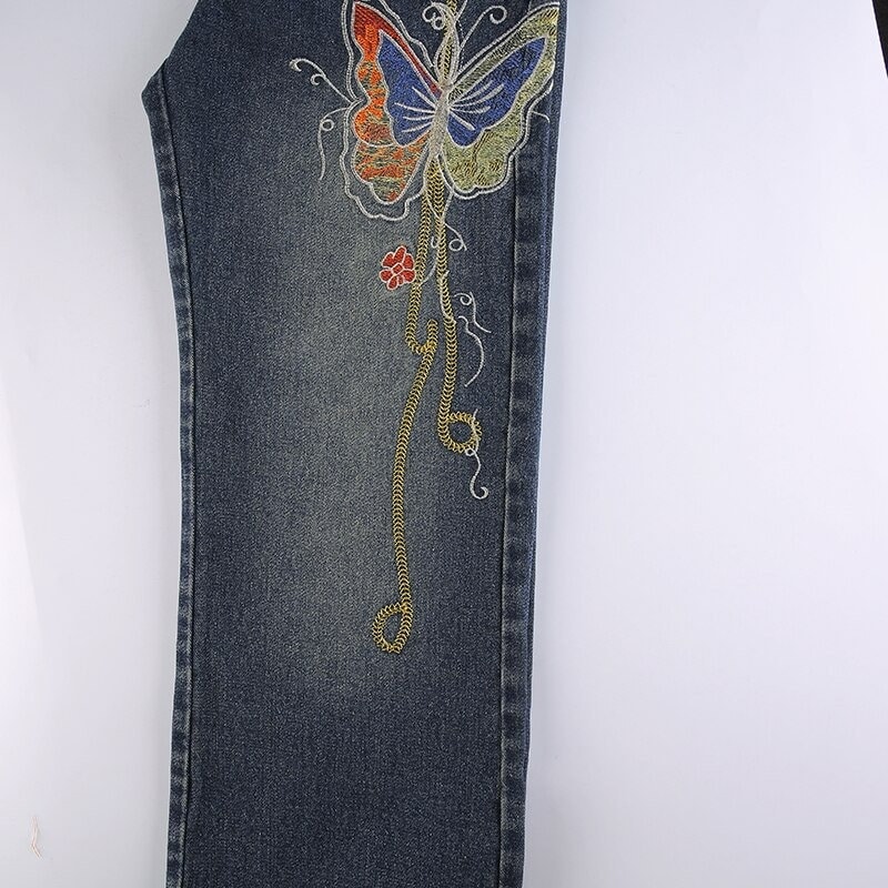 Butterfly Print Low Waist Pants Streetwear Vintage Grunge Y2k Clothing
