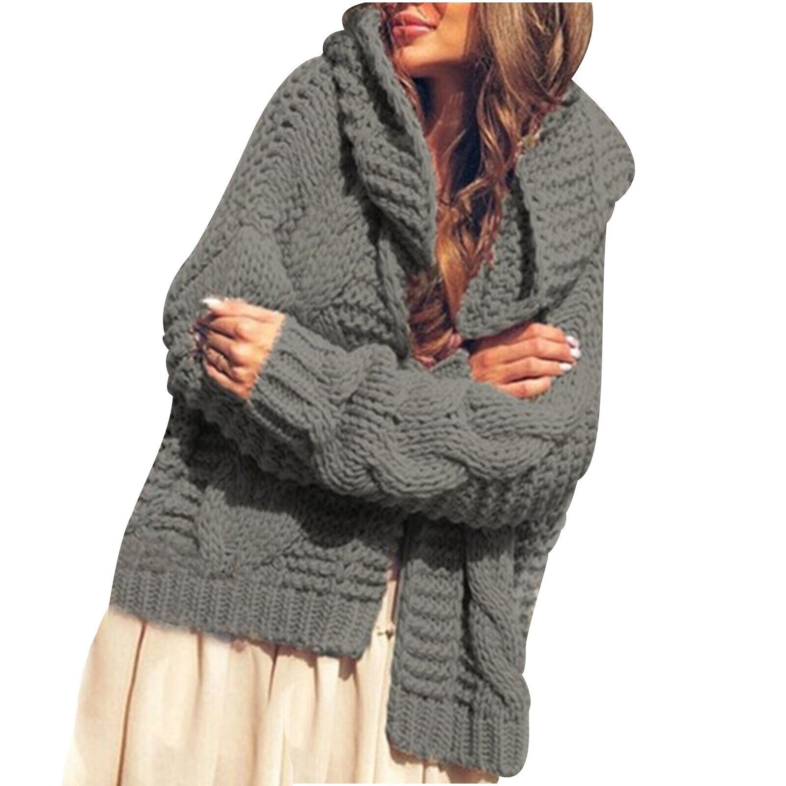 Cardigan Jumper Winter Boho Knit Cardigan Sweater Women Oversize Warm Knitted Large Loose Fit Sweater