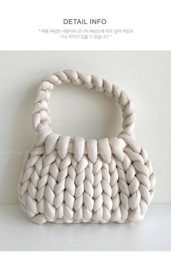 Casual Crochet Women Shoulder Bags Knitted Lady Handbags Handmade Woven Cute Small Tote Bag Trend Female Purses Winter