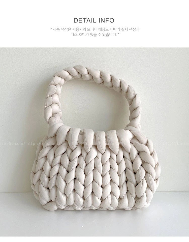 Casual Crochet Women Shoulder Bags Knitted Lady Handbags Handmade Woven Cute Small Tote Bag Trend Female Purses Winter