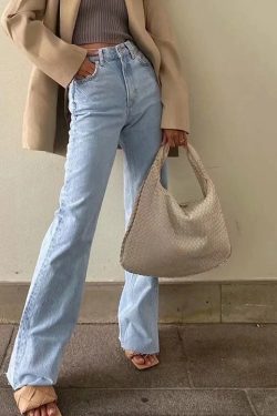 Casual Fashion Straight Leg Women's Jeans Denim Bottom Harajuku Boyfriend Long High Waist Baggy Jeans Fall Pants