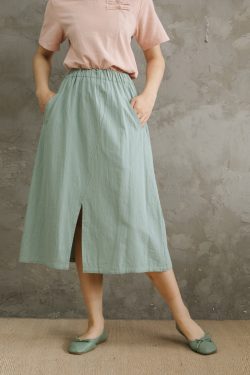 Casual Loose Skirt Summer Cotton Skirts A Line Pleated Elastic Waist Skirt Flared Midi Skirts Customized Plus Size Skirt Boho Linen Skirt