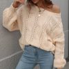 Casual Solid Color Knitted Loose Sweater Knitting Long Sleeve Winter Sweater Fit Warm Sweater Outerwear Womens Gift For Her
