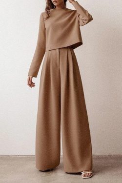 Classic Wide Pants Floor Length Pleated Loose Women Trousers Spring Wide Leg Pants Vintage Female Palazzo Pants 