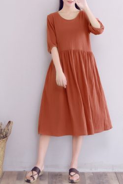 Clearance Summer Cotton Dress Casual Loose Soft Dresses