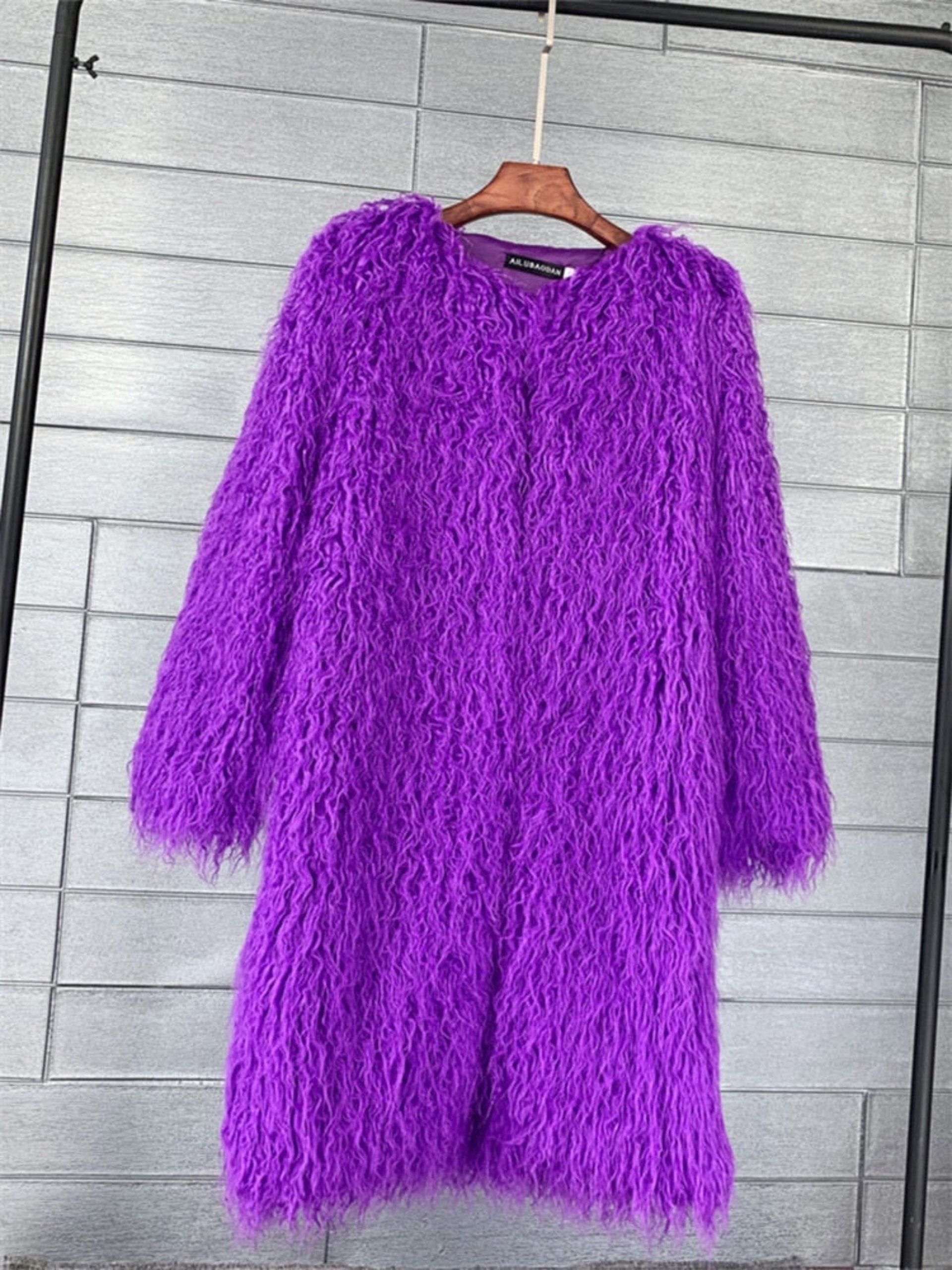 Colorful Fuzzy Warm Faux Fur Long Coat