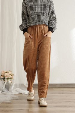 Corduroy Pant Elastic Waist Pants Soft Velvet Pants For Women Loose Long Pants Wide Leg Trousers Plus Size Pants Spring Winter Fall Pant