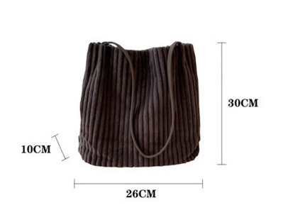 Corduroy Shoulder Bag Purse Tote Women Vintage Shopping Handbags Best Gift Her Ladies Cotton Pleated Retro