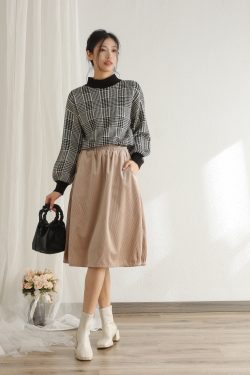 Corduroy Skirt Elastic Waist Skirts Soft Velvet Skirt For Women Party Skirt Loose Mini Skirt Custom Plus Size Skirt Spring Winter Fall Skirt