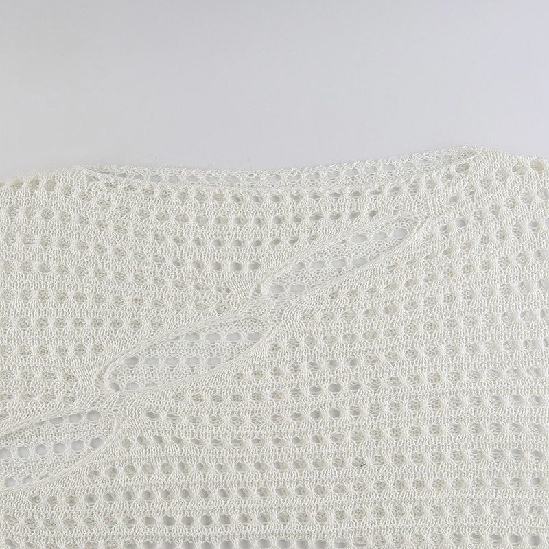 Crochet See Through Sweater Crop Top Streetwear Y2k Vintage Grunge Harajuku Korean
