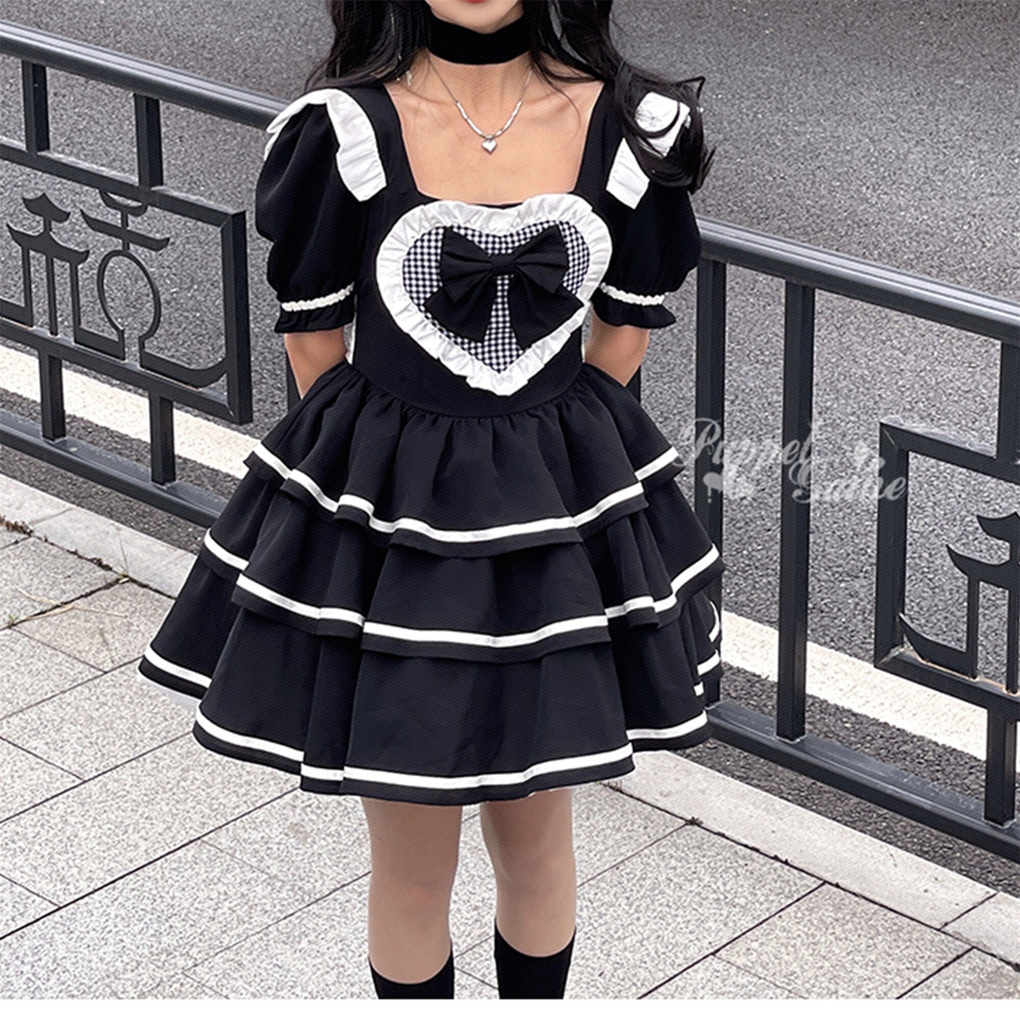 Cute Cake Heart Dress Japanese Jk Dress Trendy Waist Dress Vintage Fashion Lolita Dress French High Quality Dress Harajuku Women's Dress