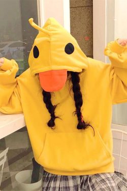 Cute Duck Shape Hoodie Kawaii Duck Hoodie Puff Sleeve Hoodie Yellow Duck Hoodie Harajuku Hoodie Thick Hoodie Autumn Funny Hoodie