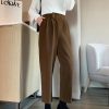 Dark Academia Clothing Casual Vintage Woolen Harem Pencil Pants For Woman Y2k Fashion 90s Palazzo Pants For Ladies