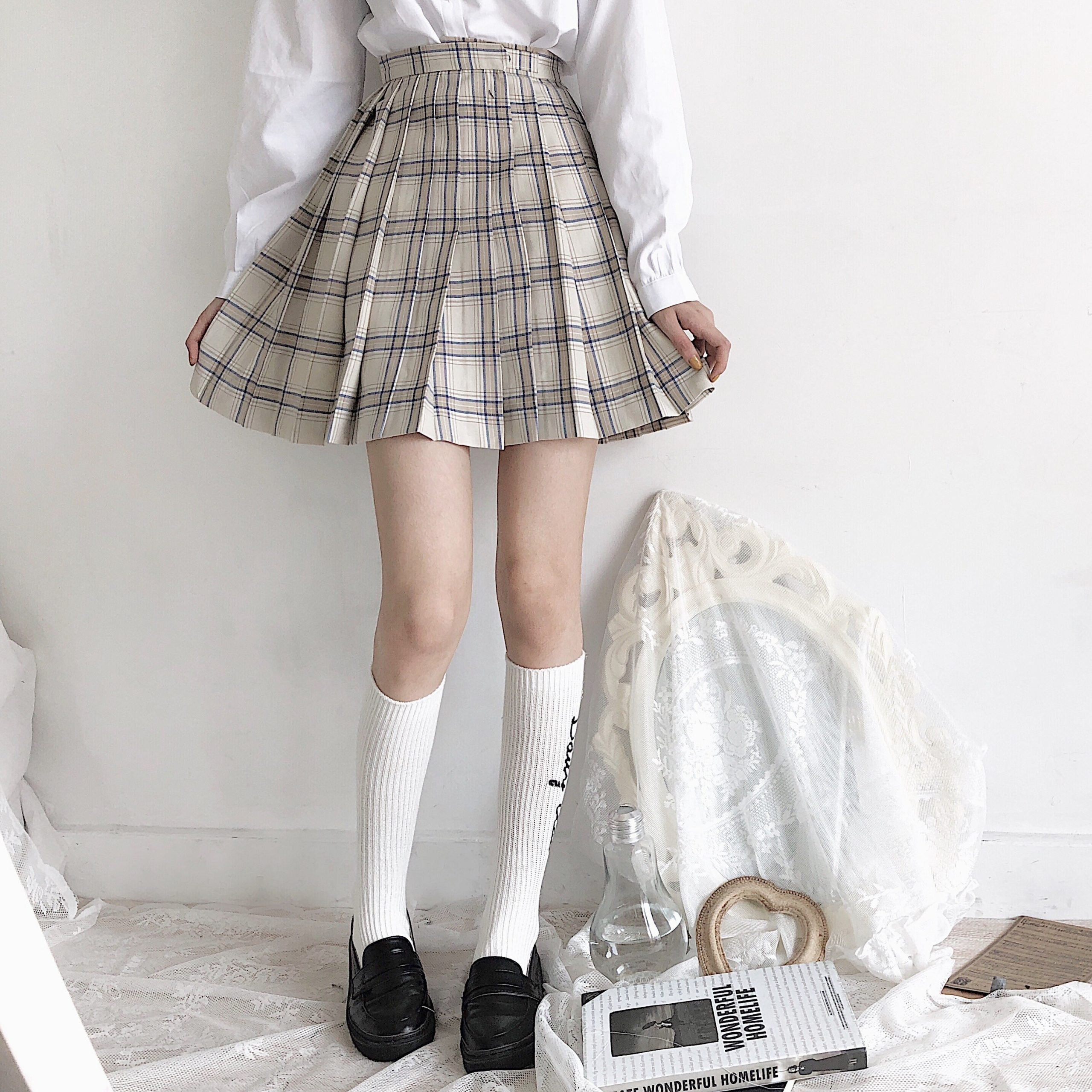 Dark Academia Clothing Harajuku Plaid Mini Skirts For Casual Lady Lolita Fashion High Waist Ruffles Skirts For Your Minimal Style